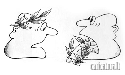 Karikatra Vainikas, Garland caricature, Algirdas Radvilaviius, karikatros, caricaturas, cartoon, caricatura.lt