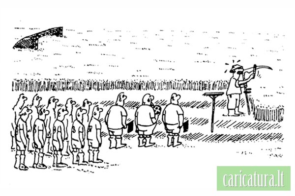 Karikatra ienpjovys, Mower caricature, Andrius Deltuva, karikatros, caricaturas, cartoon, caricatura.lt