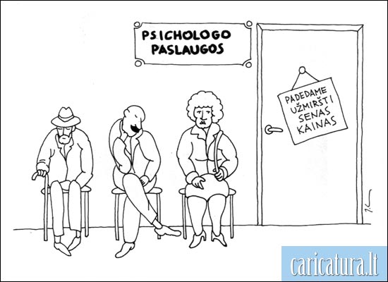 Karikatūra Psichologo paslaugos, Services of Psychologists caricature, Jonas Lenkutis, karikatūros, caricaturas, cartoon, caricatura.lt
