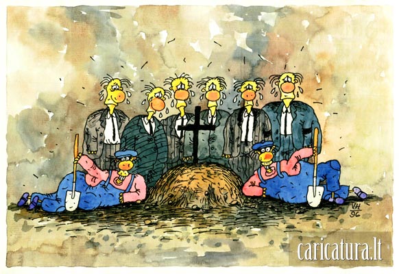 Karikatra Duobkasiai, Gravediggers caricature, Henrikas Vaigauskas, karikatros, caricaturas, cartoon, caricatura.lt