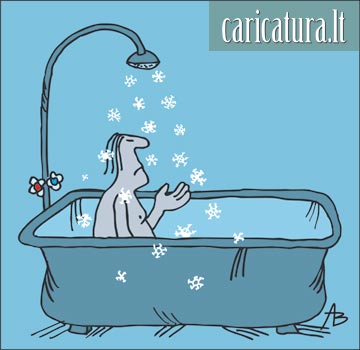 Karikatra Vonia, Bathtub caricature, Alfonsas Bendius, karikatros, caricaturas, cartoon, caricatura.lt