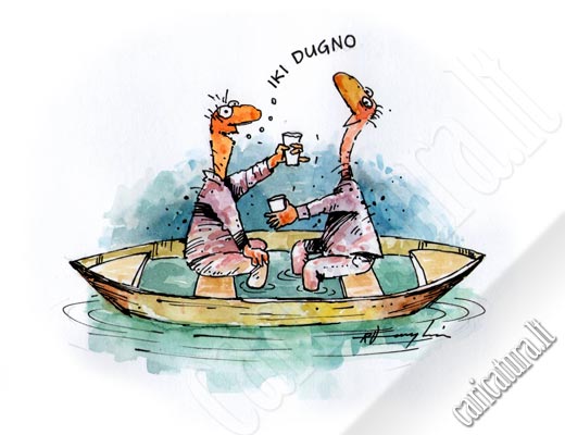 Karikatra Iki dugno!, Bottoms up! caricature, Rinaldas Damskis, karikatros, caricaturas, cartoon, caricatura.lt