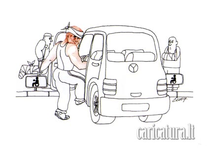 Karikatūra Auto invalidas, Auto Invalid caricature, Edmundas Unguraitis, caricaturas, cartoon, caricatura.lt