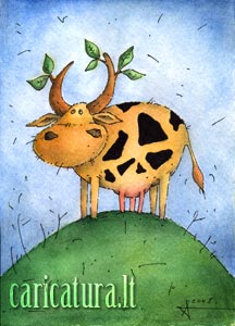 Karikatra Karv, Cow, caricature, Auritas Sipaitis, karikatros, caricaturas, cartoon, caricatura.lt