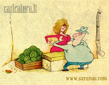 Karikatūra Arbūzas, caricature Watermelon, Šarūnas Jakštas, karikatūros, caricaturas, cartoon, caricatura.lt