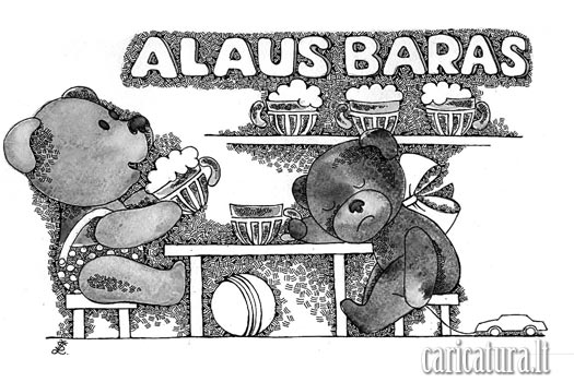 Karikatūra Alaus baras, Pub caricature, Laima Šabūnienė, karikatūros, caricaturas, cartoon, caricatura.lt