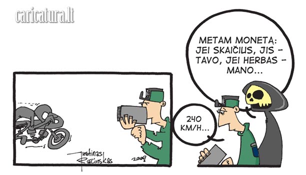 Karikatūra Monetos metimas, the toss of a coin caricature, Justinas Račinskas, karikatūros, caricaturas, cartoon, caricatura.lt