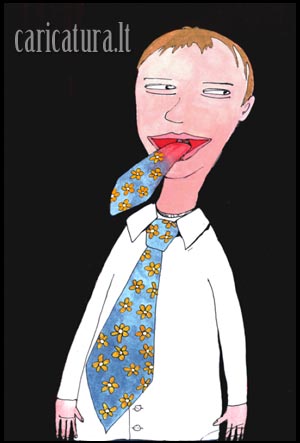 Karikatra Kaklaraitis, Necktie caricature, Andrius Gruzdaitis, karikatros, caricaturas, cartoon, caricatura.lt