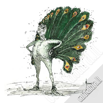 Karikatra Povas, Peacock caricature, Antanas Bunikis, karikatros, caricaturas, cartoon, karikaturen, karikaturi, caricatura.lt