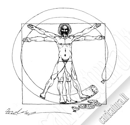 Karikatra Vitruvijaus dera, Vitruvian caricature, Andrius Gruzdaitis, karikatros, caricaturas, cartoon, karikaturen, karikaturi, caricatura.lt