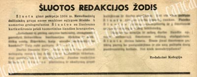 "Šluota" 1940 m. Nr.1., Šluotos redakcijos žodis